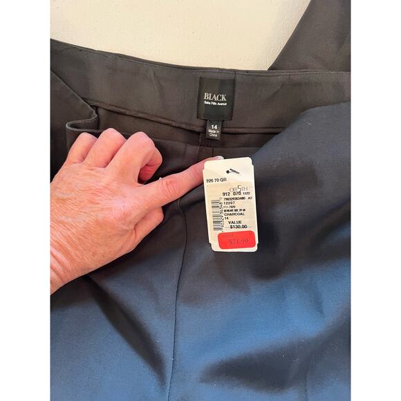048 Saks Fifth Avenue NWT Black Label Trousers Charcoal Pants Sz 14 - Picture 3 of 7